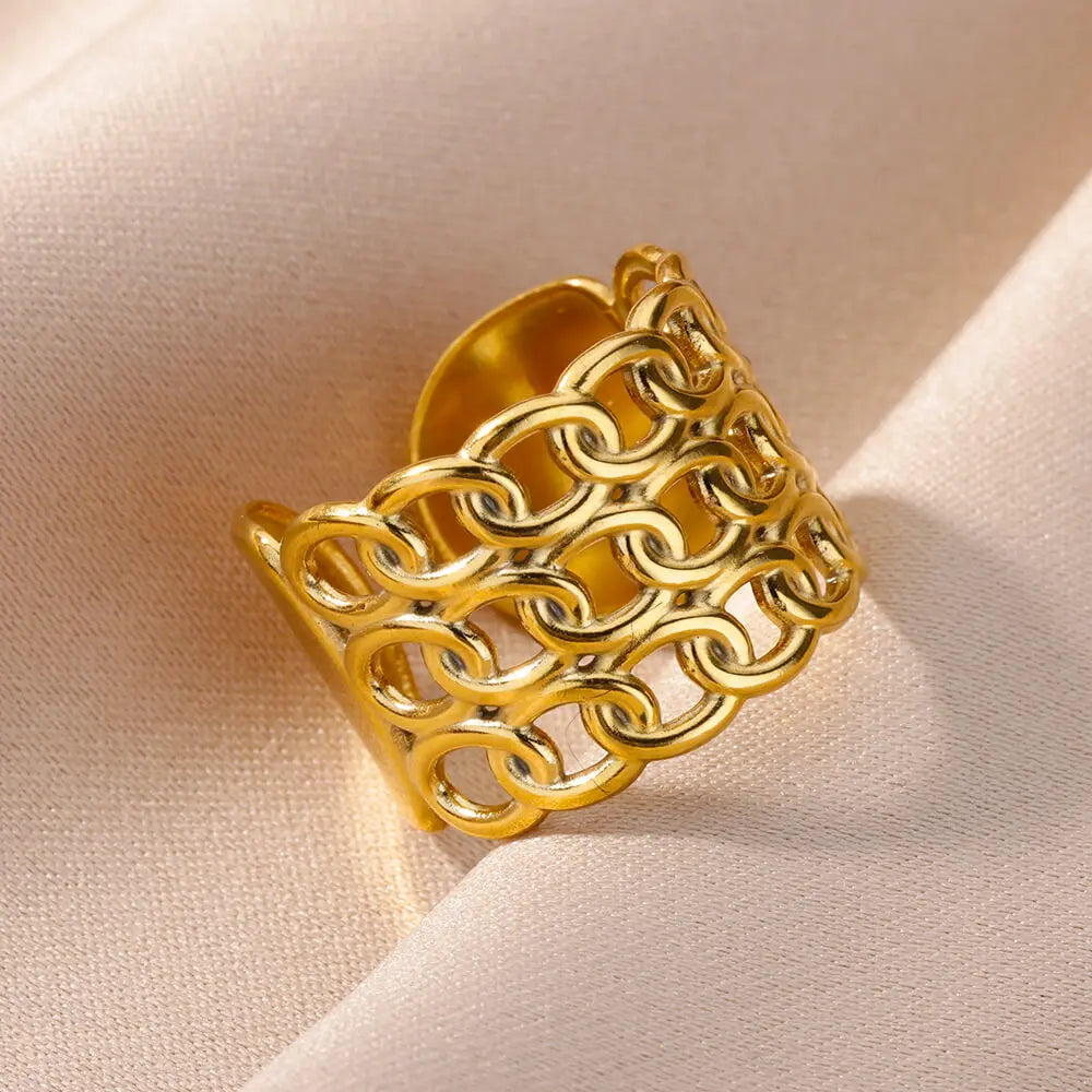 Unisex Stainless Steel Gold Color Rings