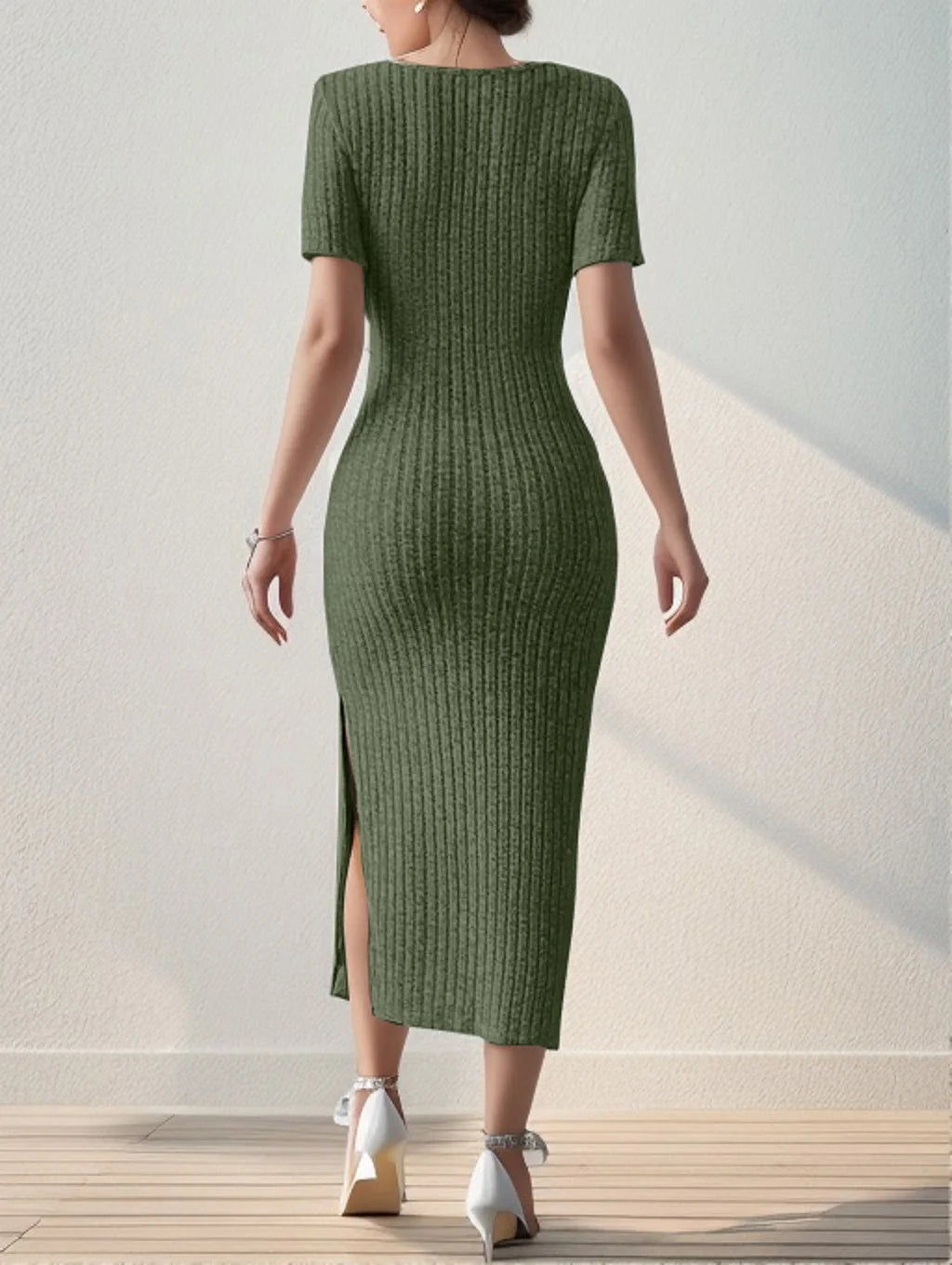 Chic Square Neck Knit Dress