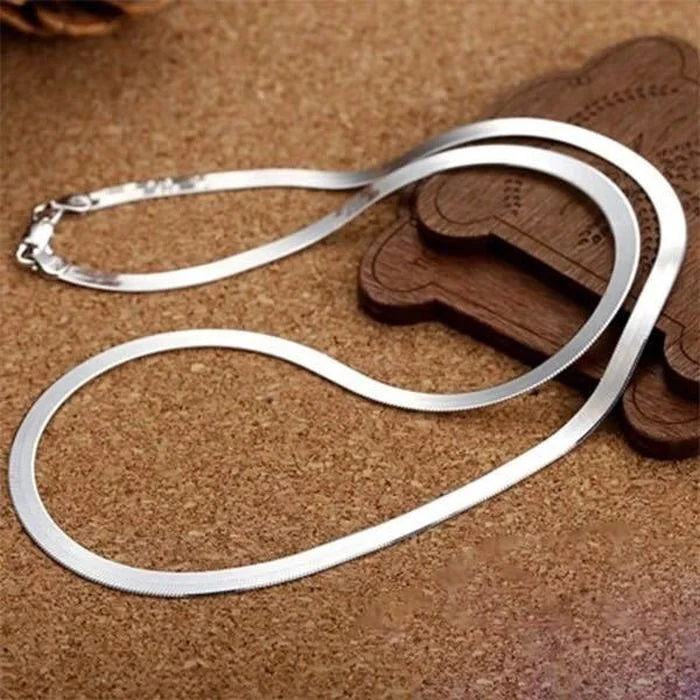 925 Sterling Silver unisex 4MM Blade Chain Necklace