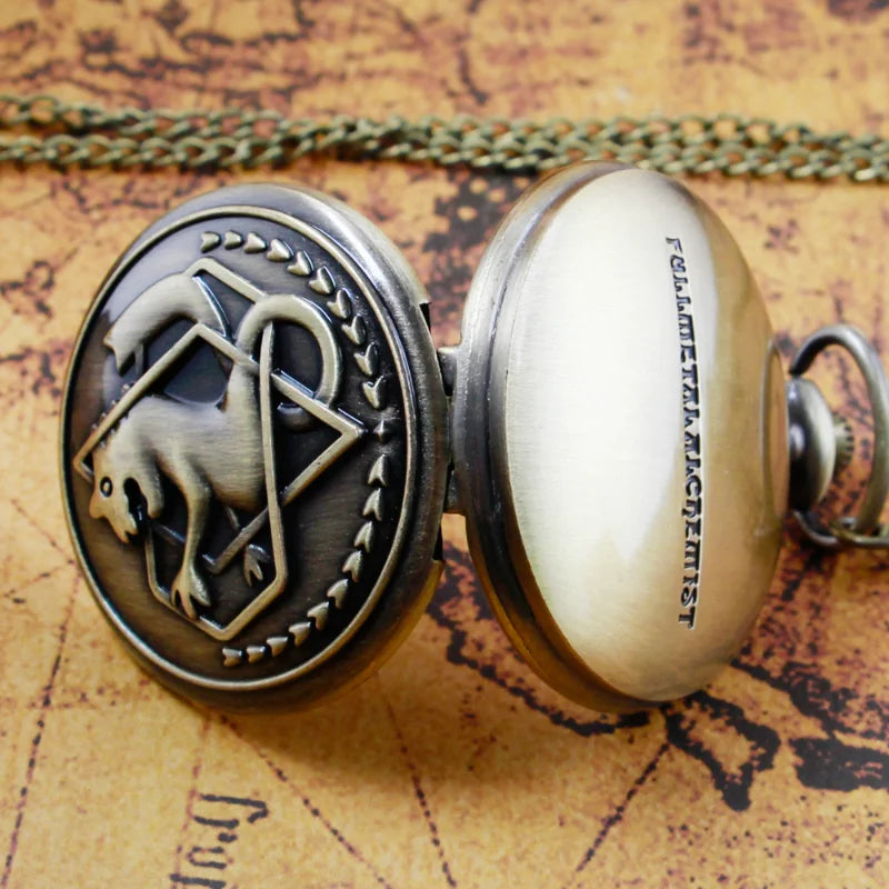 Fullmetal Alchemist Quartz  Pocket Watch Cosplay Clock Design Pendant Necklace