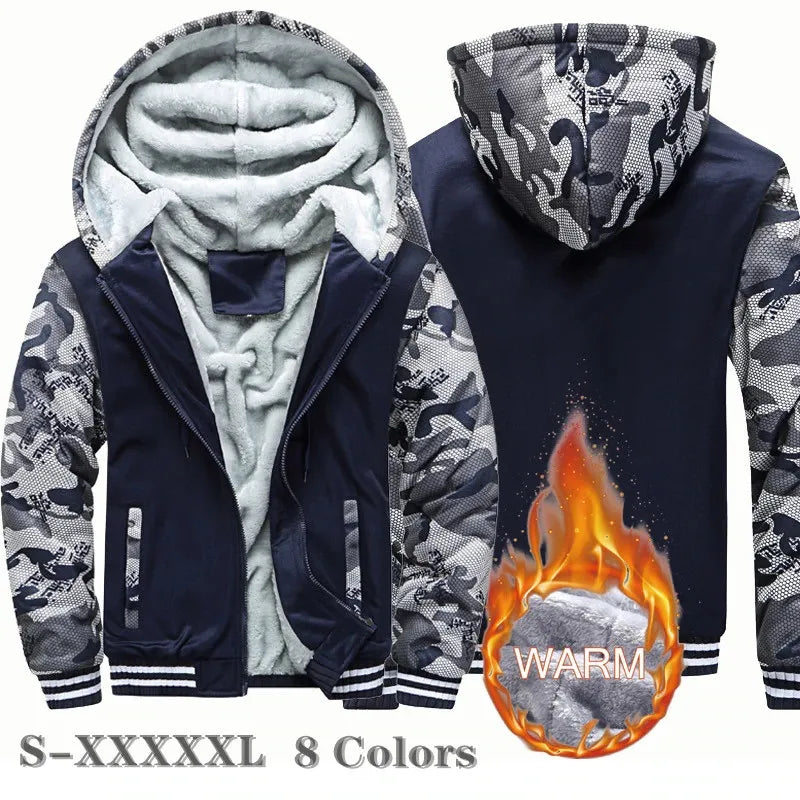 Men's Camouflage Fleece Thicken Hooded Jackets