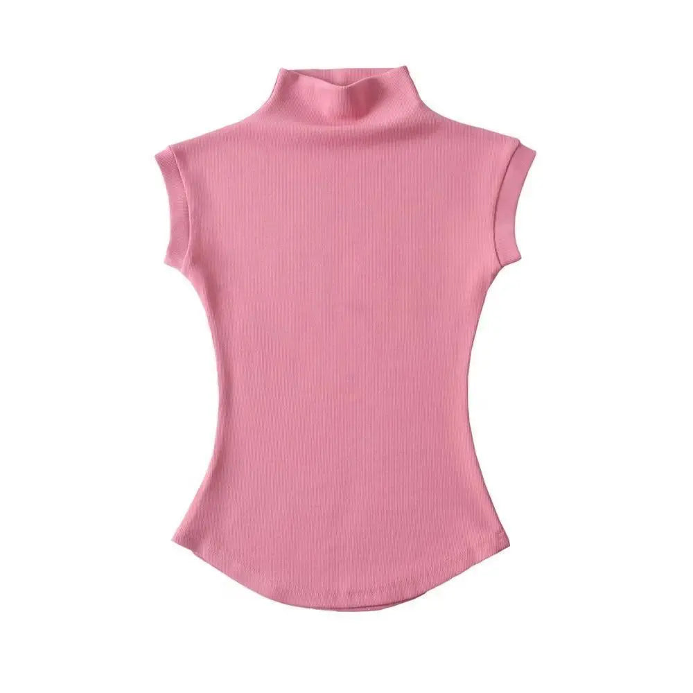 Sexy sleeveless turtleneck tops