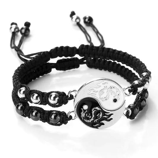 Unisex Dragon Tai Chi Gossip Braided Bracelet