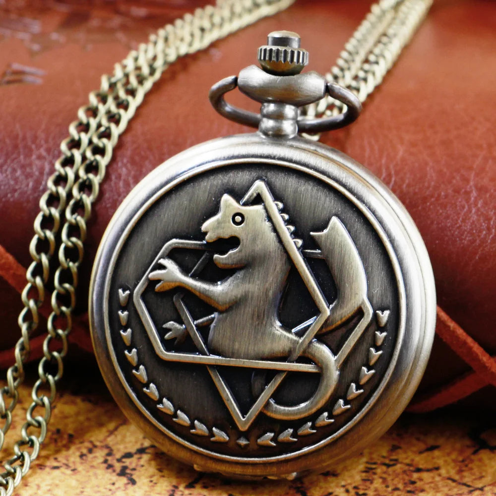 Fullmetal Alchemist Quartz  Pocket Watch Cosplay Clock Design Pendant Necklace