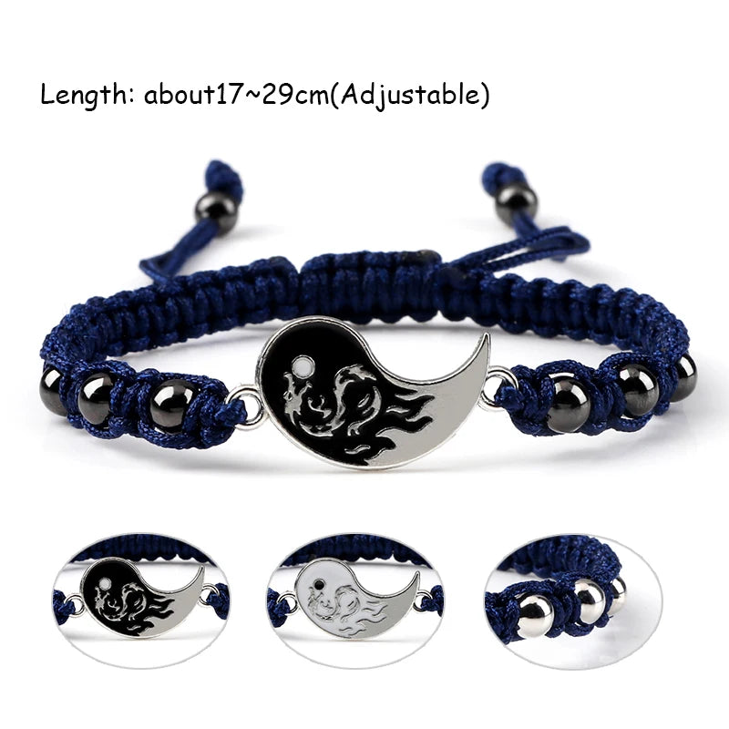 Unisex Dragon Tai Chi Gossip Braided Bracelet