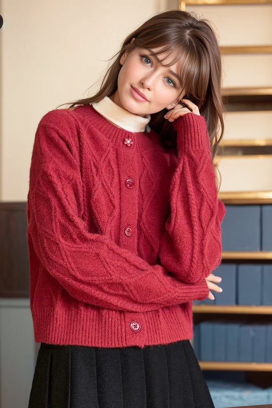 Senma off-Shoulder Cardigan Winter Girls' Christmas Sweater