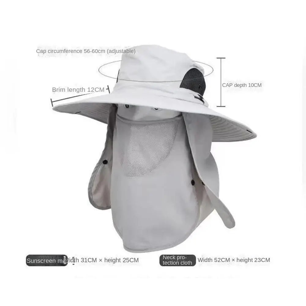 1Pcs Fishing Hat With Mask Summer Sun Protection Wide Brim Women Men Sun Cap Mountaineering Hunting Hiking