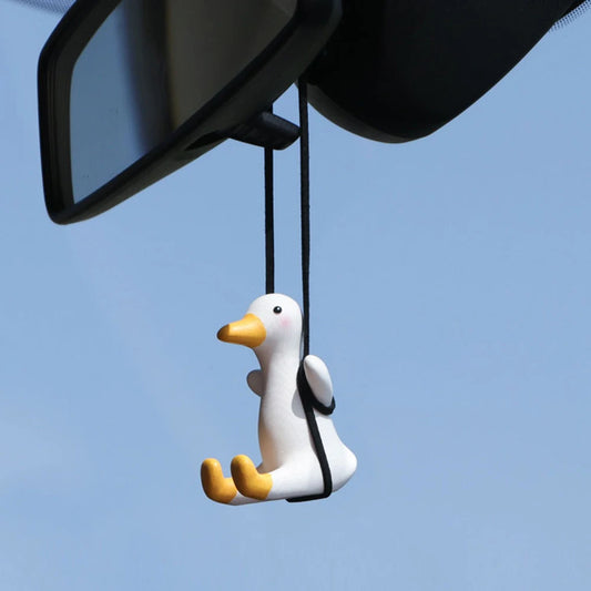 Gypsum Cute Anime Swing Duck Pendant Auto Rearview Mirror Ornaments