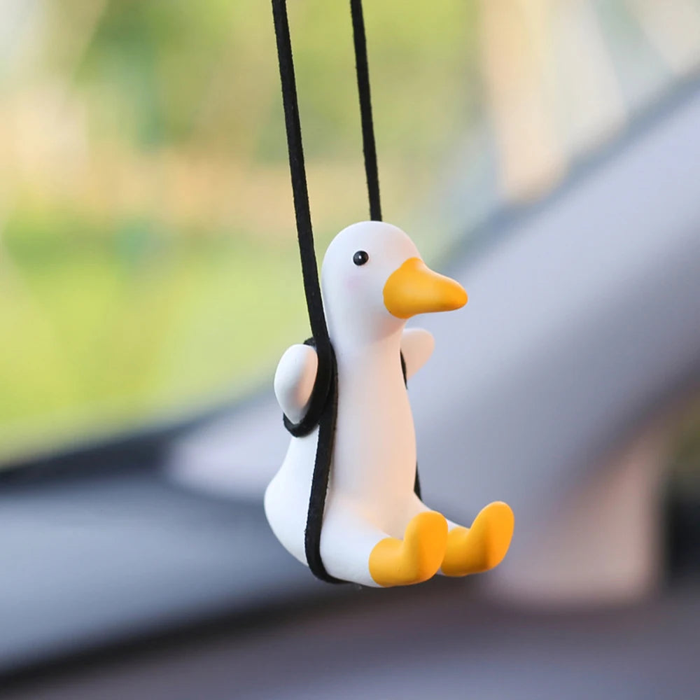 Gypsum Cute Anime Swing Duck Pendant Auto Rearview Mirror Ornaments