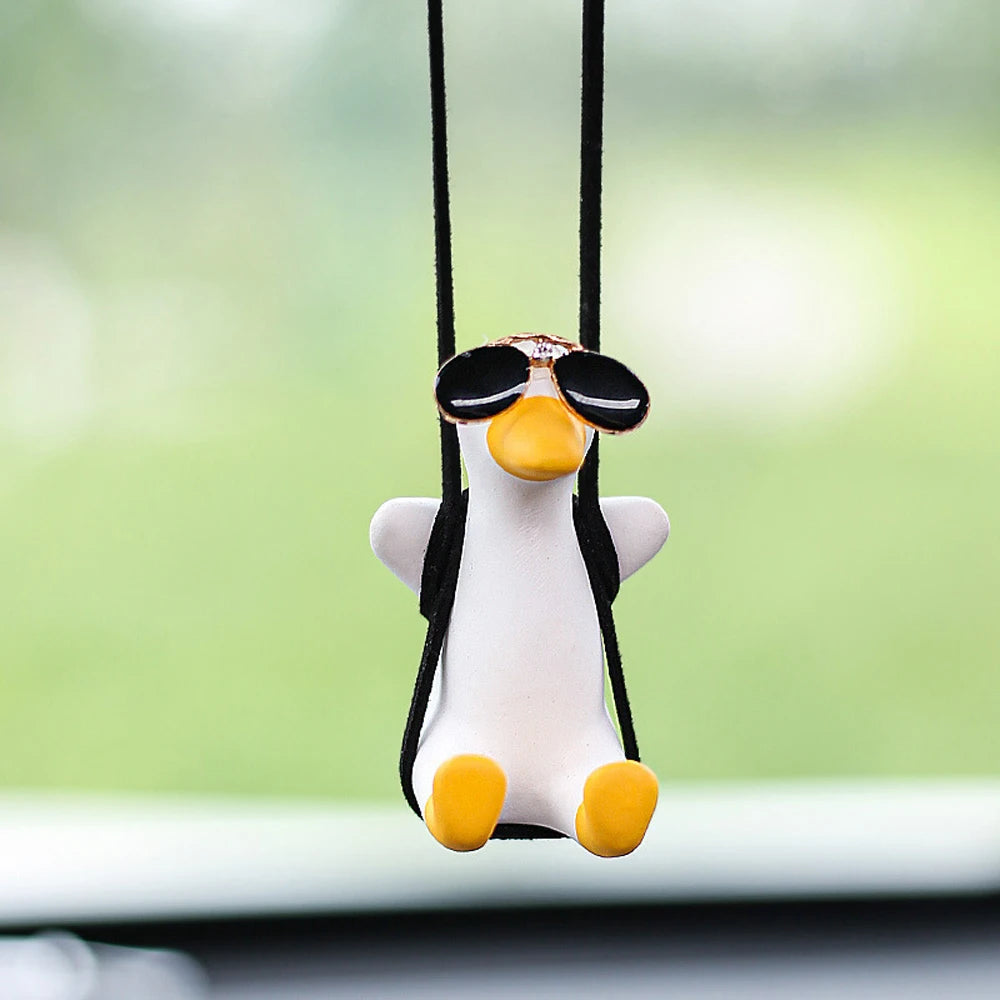 Gypsum Cute Anime Swing Duck Pendant Auto Rearview Mirror Ornaments