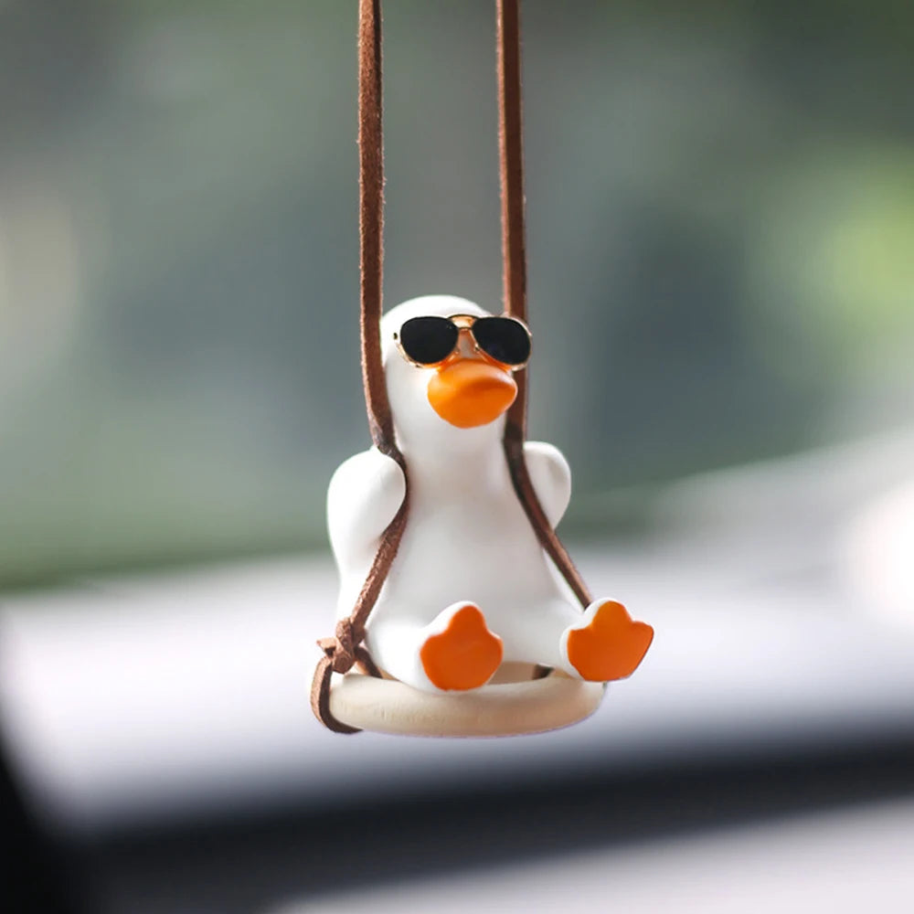 Gypsum Cute Anime Swing Duck Pendant Auto Rearview Mirror Ornaments